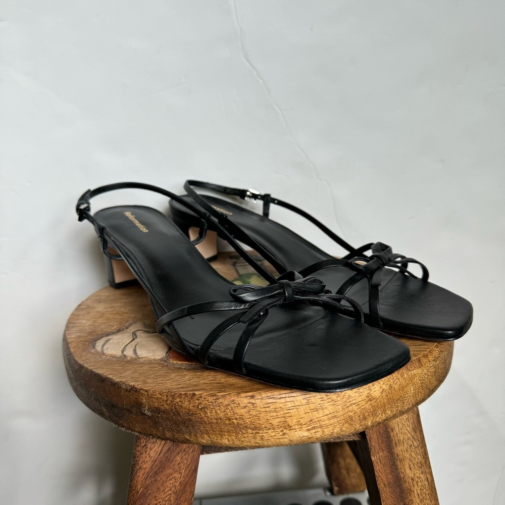 NEW Reformation Sally Slingback Bow Sandal, 8, Black